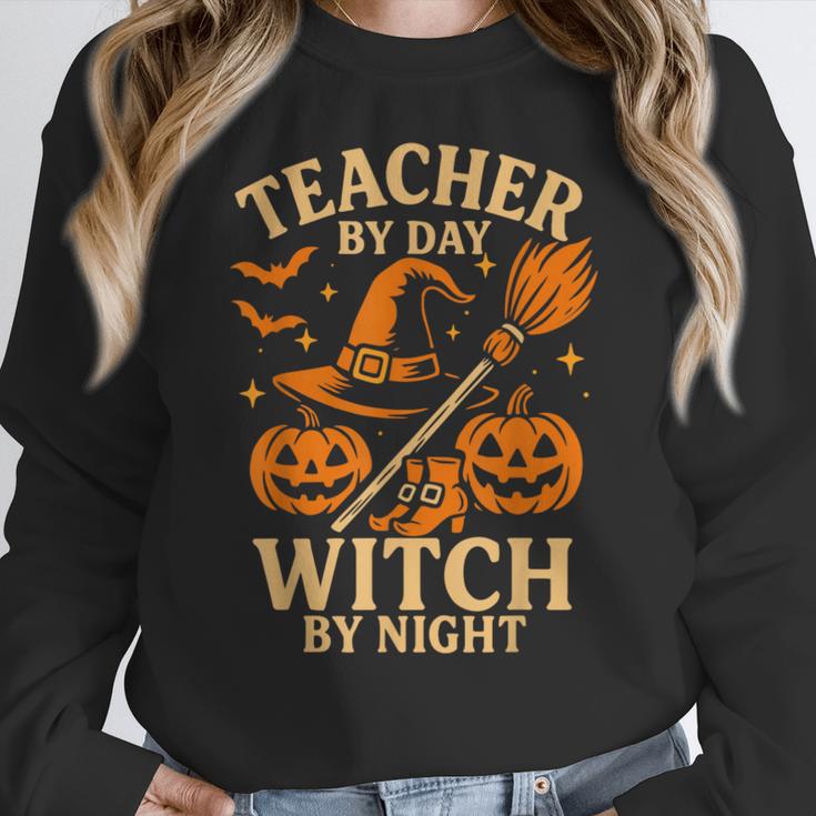Teacher By Day Witch By Night Halloween Teacher Witch Women Crewneck Sweatshirt, funny design Teacher By Day Witch By Night Halloween Teacher Witch Women Crewneck Sweatshirt, funny design