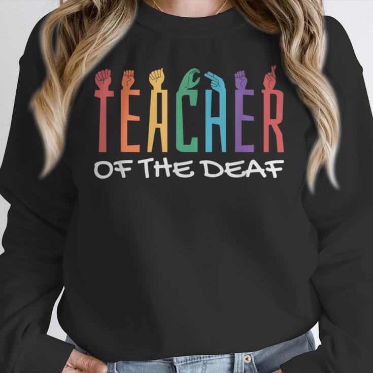 Teacher Of The Deaf ASL Teacher & Deaf Awareness Women Crewneck Sweatshirt, funny design
