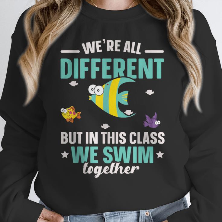 Teacher We All Different But In This Class We Swim Together Women Crewneck Sweatshirt, funny design