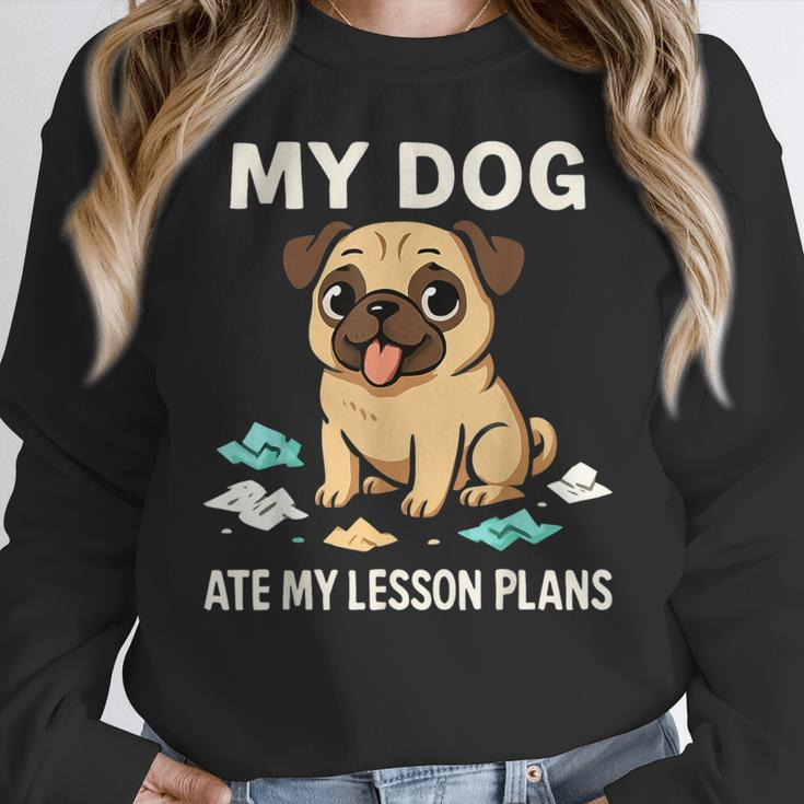 Teacher My Dog Ate My Lesson Plans School Staff Women Crewneck Sweatshirt, funny design