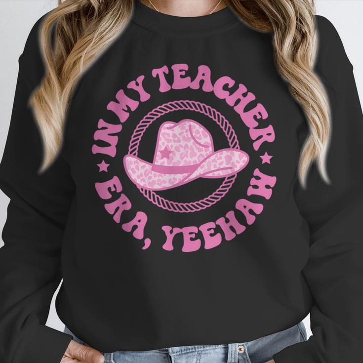 In My Teacher Era Yeehaw Pink Teacher Western Cowgirl Women Crewneck Sweatshirt, funny design In My Teacher Era Yeehaw Pink Teacher Western Cowgirl Women Crewneck Sweatshirt, funny design