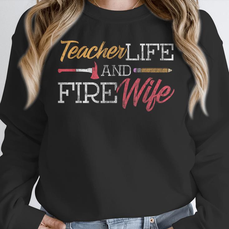 Teacher And Firefighter Wife Shirt Teacher Life Fire Wife Women Crewneck Sweatshirt, funny design Teacher And Firefighter Wife Shirt Teacher Life Fire Wife Women Crewneck Sweatshirt, funny design