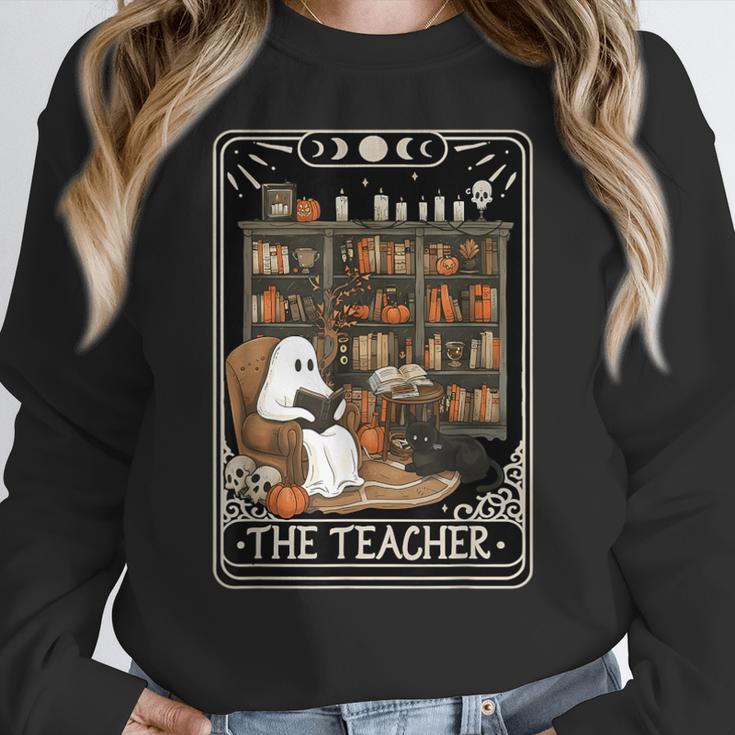 The Teacher Ghost Book Reading Books Lover Halloween Women Crewneck Sweatshirt, funny design