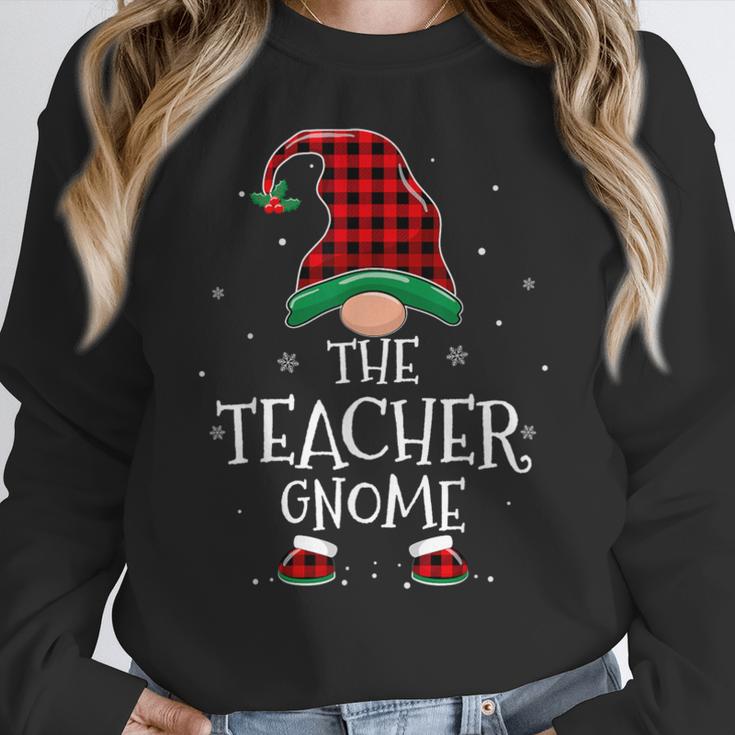 Teacher Gnome Xmas Family Matching Plaid Christmas Gnomes Women Crewneck Sweatshirt, funny design Teacher Gnome Xmas Family Matching Plaid Christmas Gnomes Women Crewneck Sweatshirt, funny design