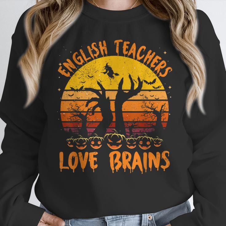 Teacher Halloween All English Teachers Love Brains Women Crewneck Sweatshirt, English Teacher Gifts, funny design Teacher Halloween All English Teachers Love Brains Women Crewneck Sweatshirt, English Teacher Gifts, funny design