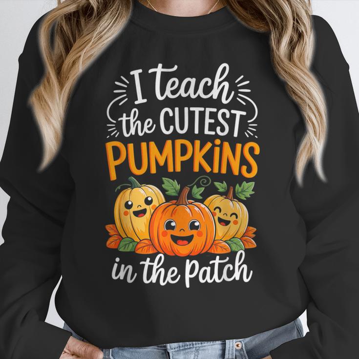 Teacher Halloween Pre-K Teacher Kindergarten Cutest Pumpkins Women Crewneck Sweatshirt, funny design