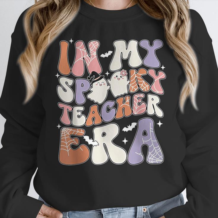 Teacher Halloween In My Spooky Teacher Era Retro Groovy Women Crewneck Sweatshirt, Groovy Teacher Gifts, funny design Teacher Halloween In My Spooky Teacher Era Retro Groovy Women Crewneck Sweatshirt, Groovy Teacher Gifts, funny design