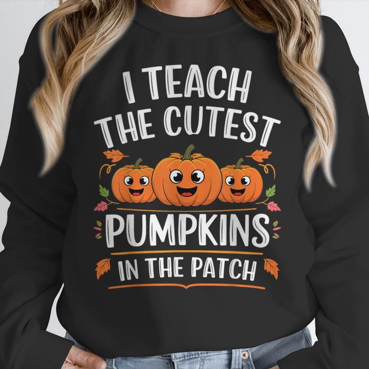 Teacher Halloween I Teach The Cutest Pumpkins In The Patch Women Crewneck Sweatshirt, funny design Teacher Halloween I Teach The Cutest Pumpkins In The Patch Women Crewneck Sweatshirt, funny design