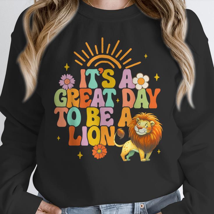 Teacher Life Back To School It's A Great A Day To Be A Lion Women Crewneck Sweatshirt, funny design Teacher Life Back To School It's A Great A Day To Be A Lion Women Crewneck Sweatshirt, funny design