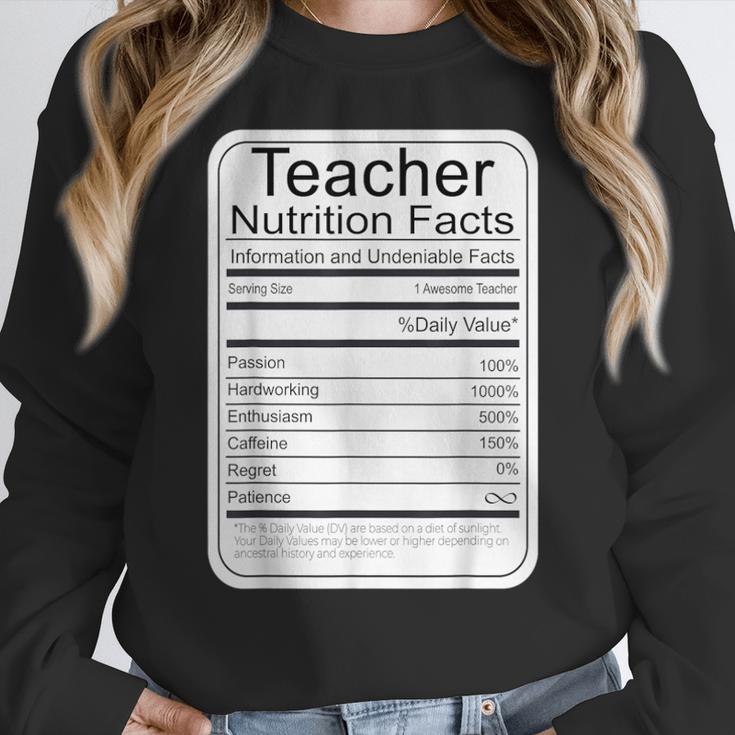 Teacher Nutrition Facts Teachers Nutritional Fact Women Crewneck Sweatshirt, funny design