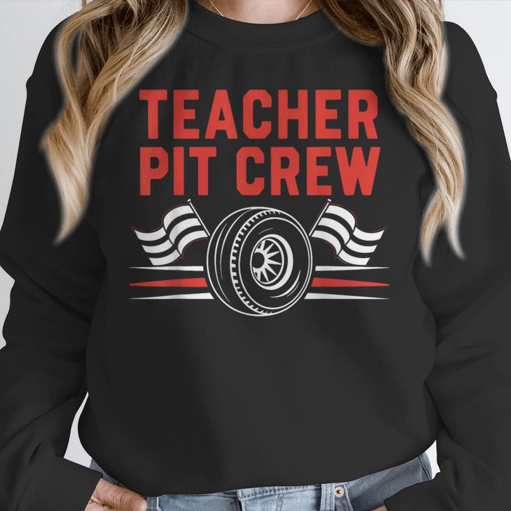 Teacher Pit Crew Race Car Driver Costume Men Women Kids Women Crewneck Sweatshirt, funny design