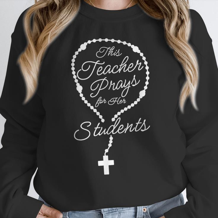 This Teacher Prays For Her Students Catholic Rosary Women Crewneck Sweatshirt, funny design This Teacher Prays For Her Students Catholic Rosary Women Crewneck Sweatshirt, funny design