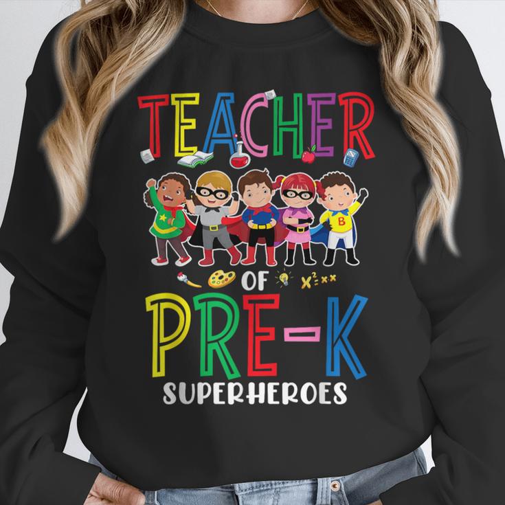 Teacher Of Pre K Superheroes Teacher New School Year Men Women Women Crewneck Sweatshirt, funny design