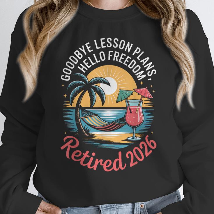 Teacher Retirement Shirts 2026 Goodbye Lesson Hello Freedom Women Crewneck Sweatshirt, funny design Teacher Retirement Shirts 2026 Goodbye Lesson Hello Freedom Women Crewneck Sweatshirt, funny design