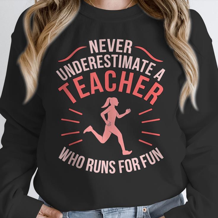Teacher Who Runs Half Marathon Runner Running Lover Graphic Women Crewneck Sweatshirt, funny design Teacher Who Runs Half Marathon Runner Running Lover Graphic Women Crewneck Sweatshirt, funny design