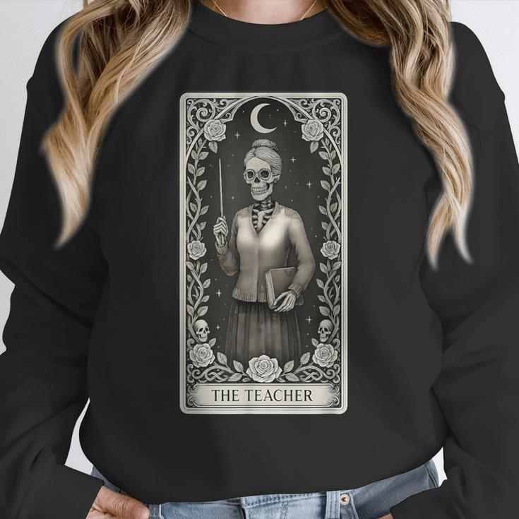 The Teacher Skeleton Tarot Card Women Crewneck Sweatshirt, funny design