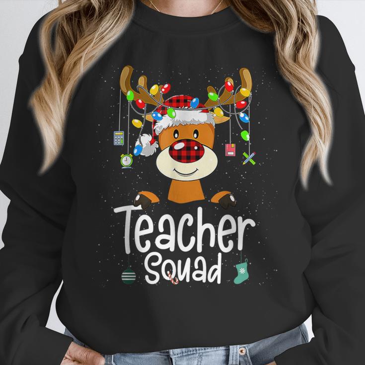 Teacher Squad Red Plaid Rudolph Reindeer Christmas Women Crewneck Sweatshirt, funny design Teacher Squad Red Plaid Rudolph Reindeer Christmas Women Crewneck Sweatshirt, funny design