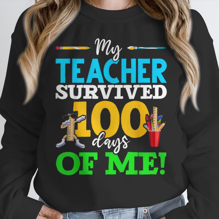 My Teacher Survived 100 Days Of Me Dab 100 Days Of School For Men Women Kids Women Crewneck Sweatshirt, funny design My Teacher Survived 100 Days Of Me Dab 100 Days Of School For Men Women Kids Women Crewneck Sweatshirt, funny design