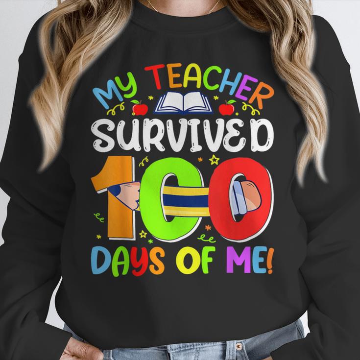 My Teacher Survived 100 Days Of Me 100 Days Of School Women Crewneck Sweatshirt, funny design