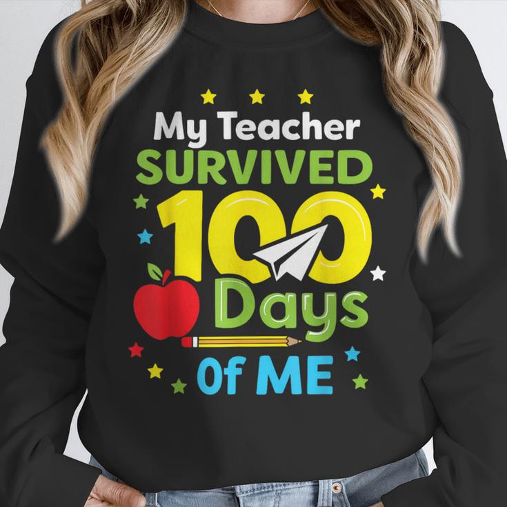 My Teacher Survived 100 Days Of Me Women Crewneck Sweatshirt, funny design