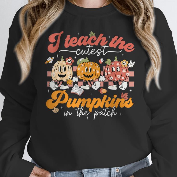 Teacher I Teach The Cutest Pumpkins In The Patch Fall Autumn Women Crewneck Sweatshirt, funny design Teacher I Teach The Cutest Pumpkins In The Patch Fall Autumn Women Crewneck Sweatshirt, funny design