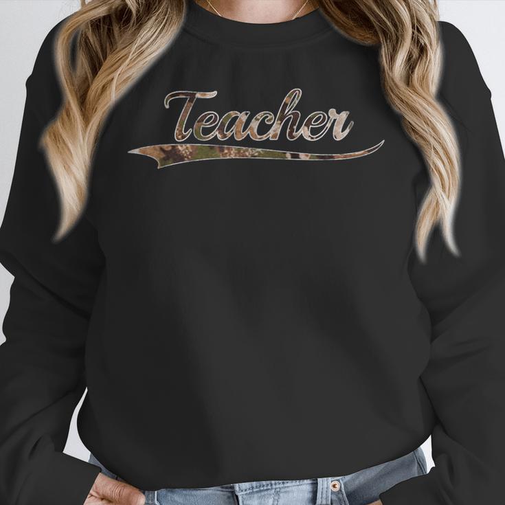 Teacher Teaching Camouflage Vintage Inspired Distressed Camo For Men Women Women Crewneck Sweatshirt, funny design Teacher Teaching Camouflage Vintage Inspired Distressed Camo For Men Women Women Crewneck Sweatshirt, funny design