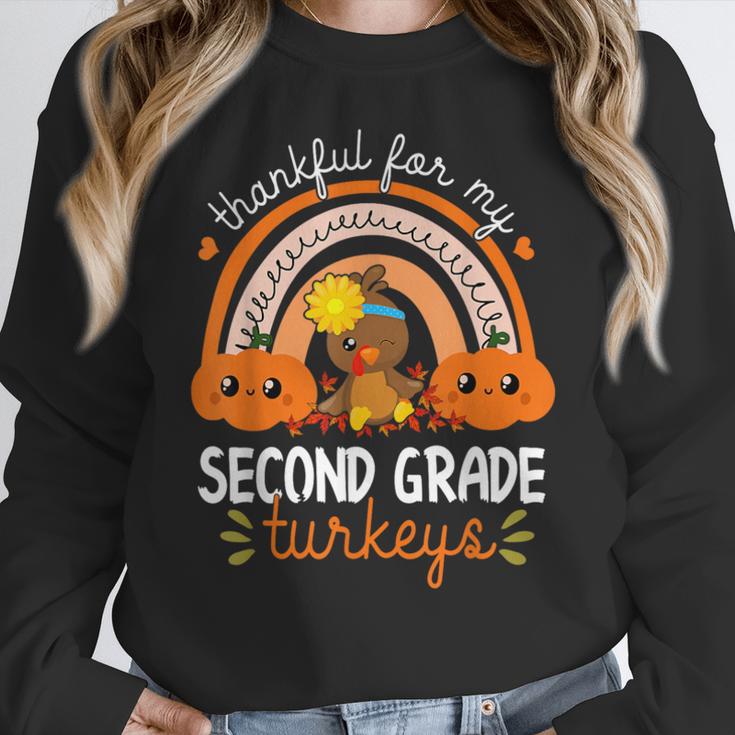 Teacher Thanksgiving Thankful For My Second Grade Turkeys Women Crewneck Sweatshirt, funny design Teacher Thanksgiving Thankful For My Second Grade Turkeys Women Crewneck Sweatshirt, funny design