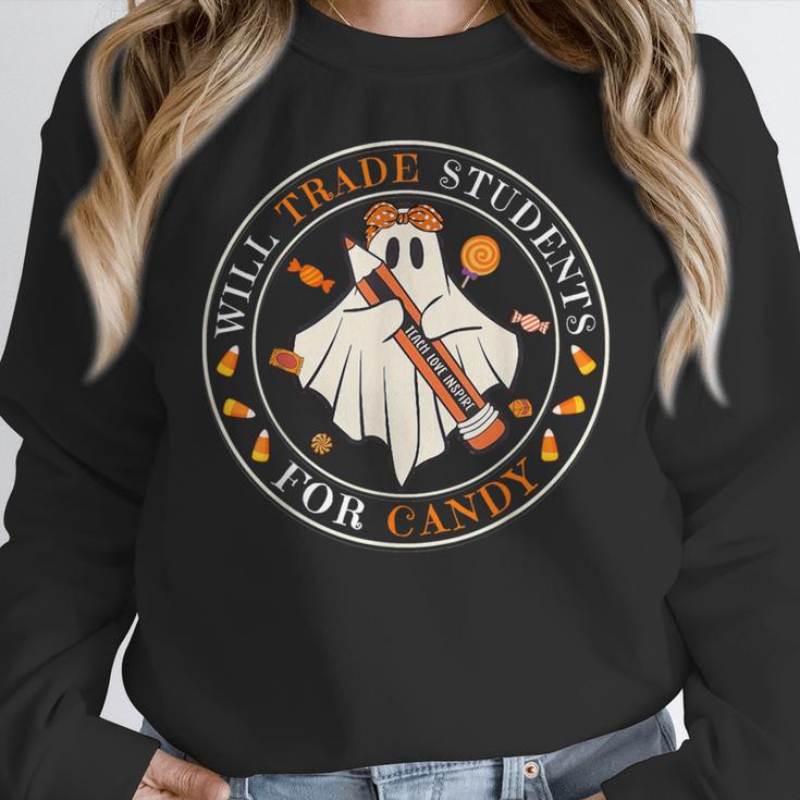 Teacher Will Trade Students For Candy Easy Halloween Costume Women Crewneck Sweatshirt, funny design Teacher Will Trade Students For Candy Easy Halloween Costume Women Crewneck Sweatshirt, funny design