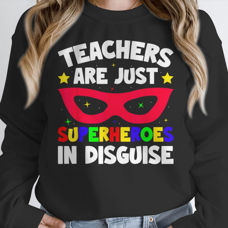 Teachers Are Just Superheroes In Disguise School Women Crewneck Sweatshirt, funny design Teachers Are Just Superheroes In Disguise School Women Crewneck Sweatshirt, funny design