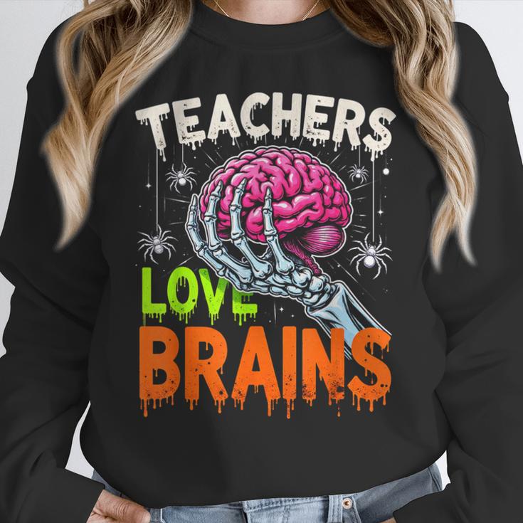 Teachers Love Brains Halloween 2025 Skeleton Costume Women Crewneck Sweatshirt, funny design Teachers Love Brains Halloween 2025 Skeleton Costume Women Crewneck Sweatshirt, funny design
