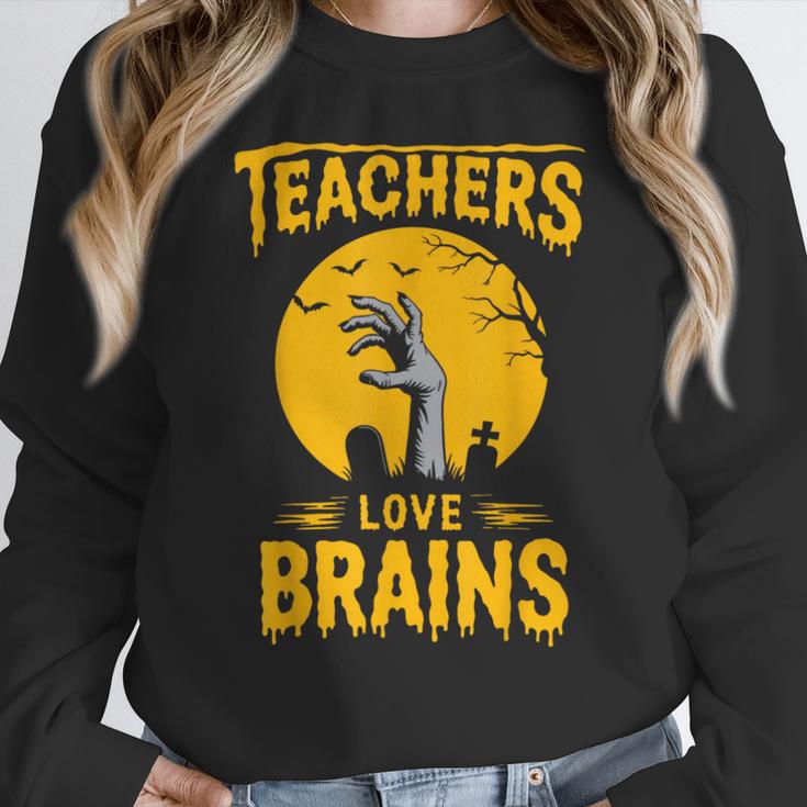 Teachers Love Brains Shirt Men Women Halloween Teacher Women Crewneck Sweatshirt, funny design Teachers Love Brains Shirt Men Women Halloween Teacher Women Crewneck Sweatshirt, funny design