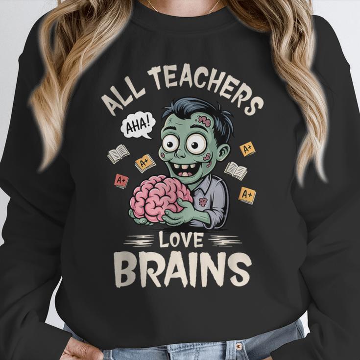 Teachers Love Brains Tee-Shirt Men Women Halloween Teacher Women Crewneck Sweatshirt, funny design Teachers Love Brains Tee-Shirt Men Women Halloween Teacher Women Crewneck Sweatshirt, funny design