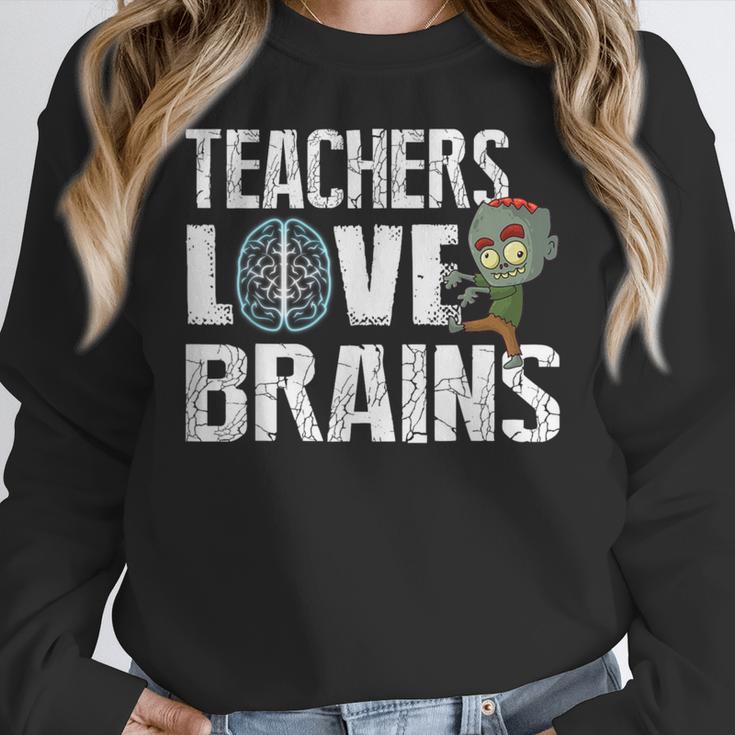 Teachers Love Brains Zombie Halloween Hilarious Women Crewneck Sweatshirt, funny design Teachers Love Brains Zombie Halloween Hilarious Women Crewneck Sweatshirt, funny design