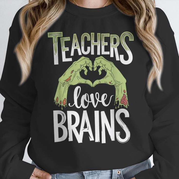 Teachers Love Zombie Teacher Halloween Fun Women Crewneck Sweatshirt, funny design