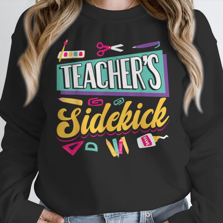 Teacher's Sidekick Teacher Assisting Teaching Assistant Women Crewneck Sweatshirt, funny design Teacher's Sidekick Teacher Assisting Teaching Assistant Women Crewneck Sweatshirt, funny design