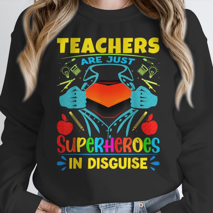 Teachers Are Superheroes – Fun Appreciation Women Crewneck Sweatshirt, funny design