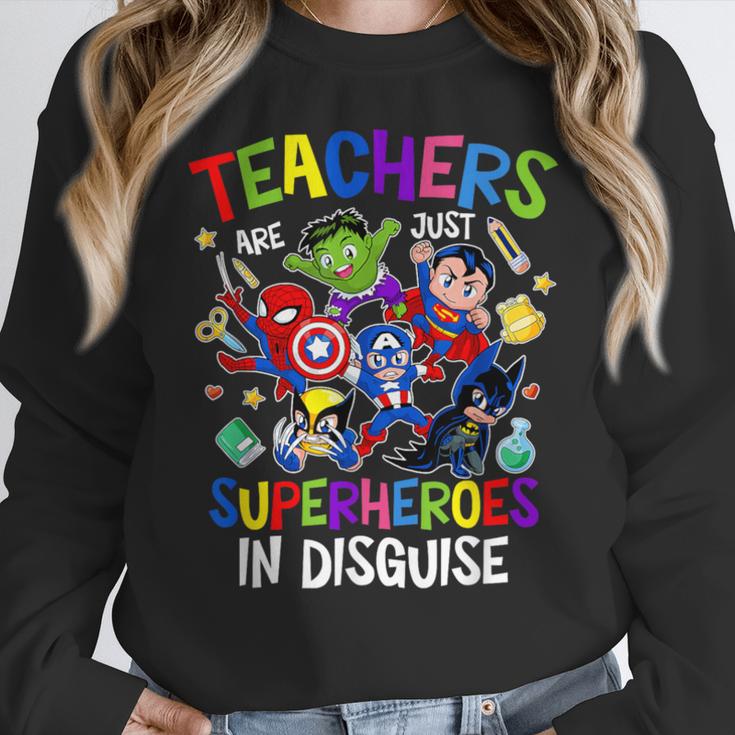 Teachers Are Superheroes Back To School Women Crewneck Sweatshirt, funny design Teachers Are Superheroes Back To School Women Crewneck Sweatshirt, funny design