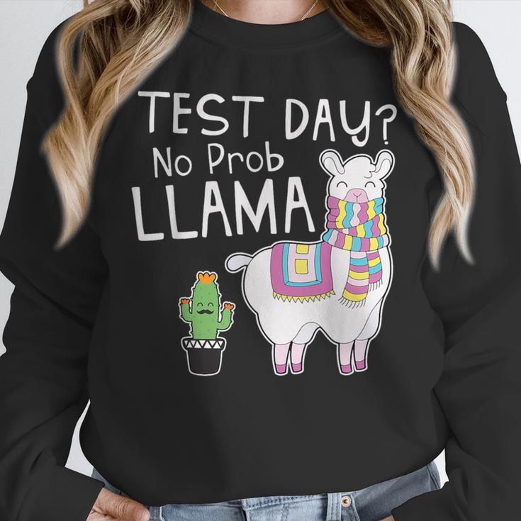 Teachers Testing Day Test Day No Prob Llama Teacher Women Crewneck Sweatshirt, funny design Teachers Testing Day Test Day No Prob Llama Teacher Women Crewneck Sweatshirt, funny design