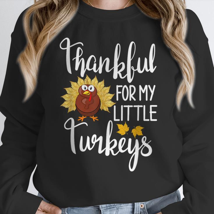 Teachers Thanksgiving Thankful For My Little Turkeys Women Crewneck Sweatshirt, funny design