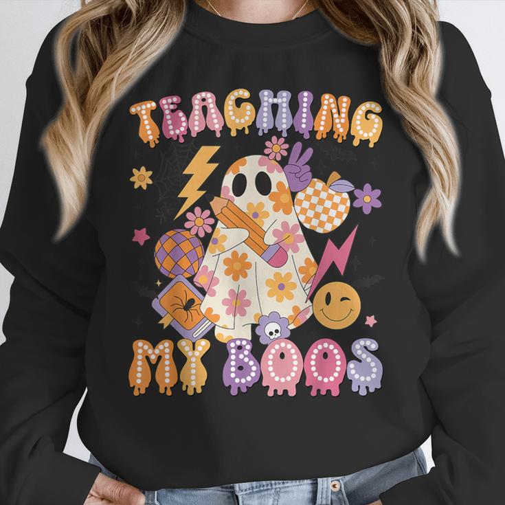 Teaching My Boos Ghost Halloween Costumes Teacher Men Women Women Crewneck Sweatshirt, funny design Teaching My Boos Ghost Halloween Costumes Teacher Men Women Women Crewneck Sweatshirt, funny design