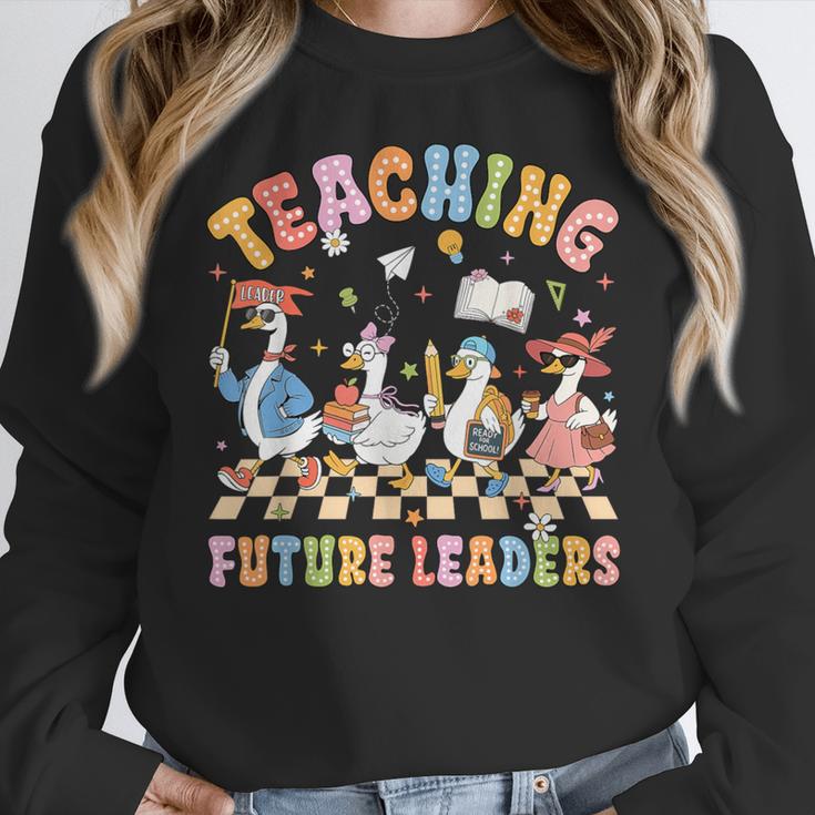 Teaching Future Leaders Teacher Back To School Cute Goose Women Crewneck Sweatshirt, Future Teacher Gifts, funny design Teaching Future Leaders Teacher Back To School Cute Goose Women Crewneck Sweatshirt, Future Teacher Gifts, funny design