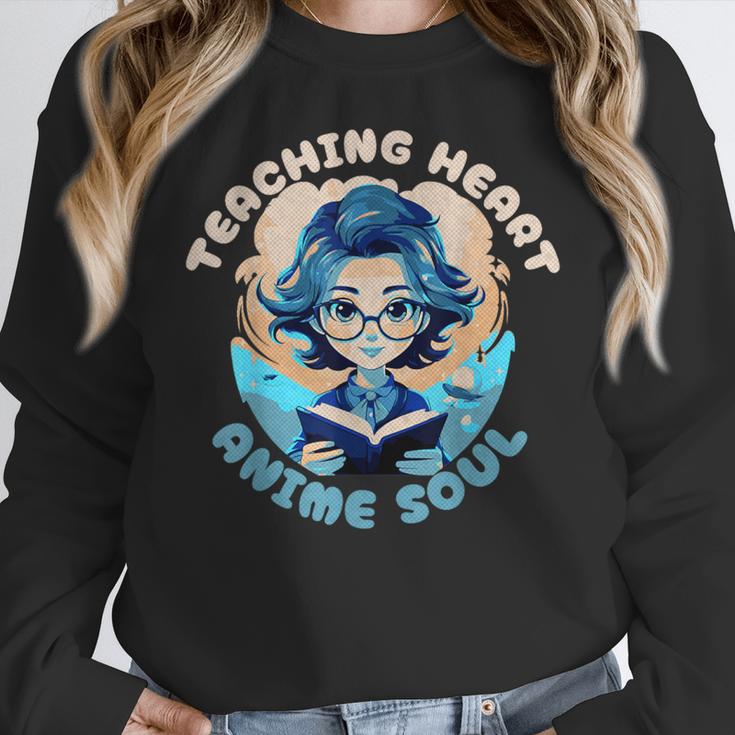 Teaching Heart Anime Soul Teacher Otaku Manga Women Crewneck Sweatshirt, funny design Teaching Heart Anime Soul Teacher Otaku Manga Women Crewneck Sweatshirt, funny design