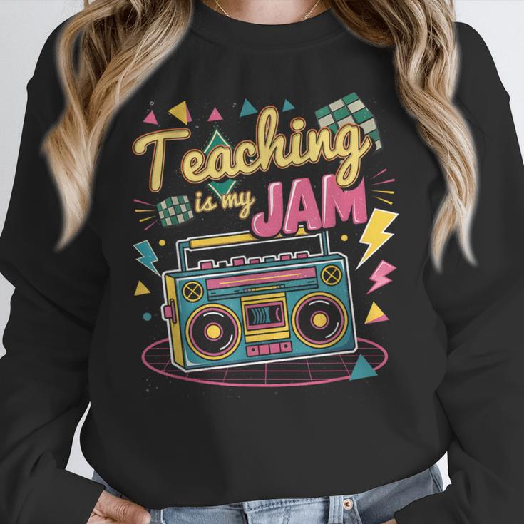 Teaching Is My Jam Groovy Retro Teacher Back To School Women Crewneck Sweatshirt, Groovy Teacher Gifts, funny design Teaching Is My Jam Groovy Retro Teacher Back To School Women Crewneck Sweatshirt, Groovy Teacher Gifts, funny design
