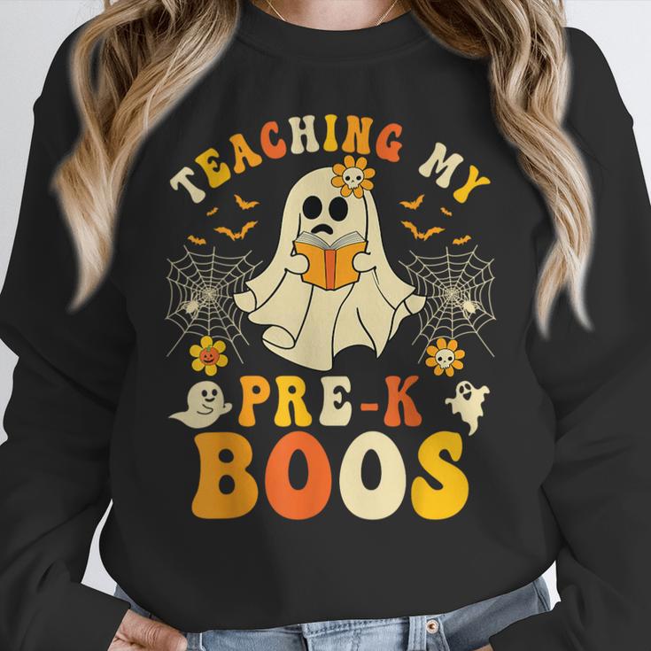 Teaching My Pre-K Boos Crew Teachers Halloween Ghost Women Crewneck Sweatshirt, funny design Teaching My Pre-K Boos Crew Teachers Halloween Ghost Women Crewneck Sweatshirt, funny design