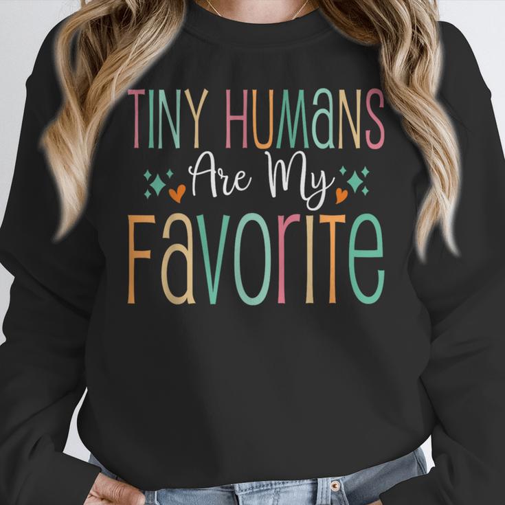 Teaching Preschool Teacher Tiny Humans Are My Favorite Women Crewneck Sweatshirt, funny design Teaching Preschool Teacher Tiny Humans Are My Favorite Women Crewneck Sweatshirt, funny design