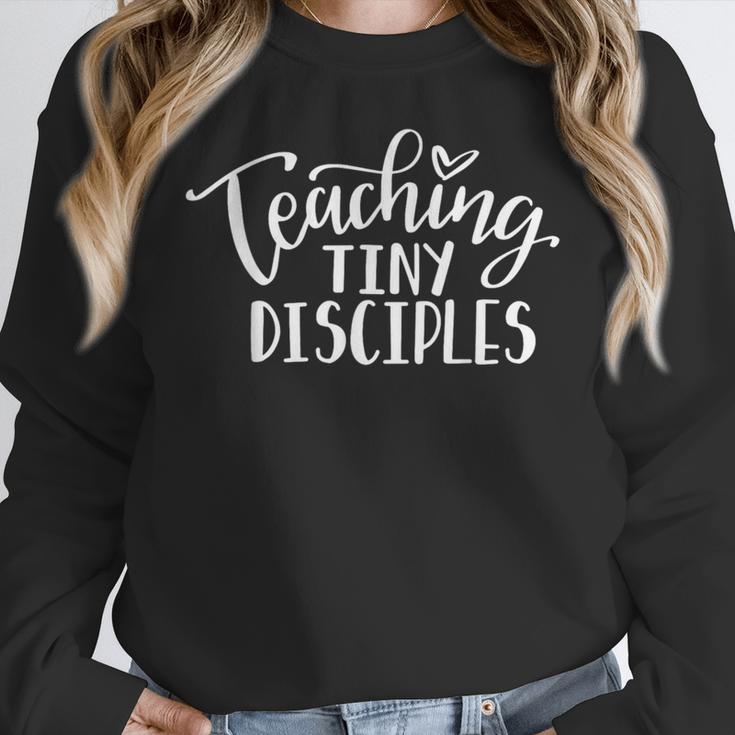 Teaching Tiny Disciples Christian Teacher Women Crewneck Sweatshirt, funny design Teaching Tiny Disciples Christian Teacher Women Crewneck Sweatshirt, funny design