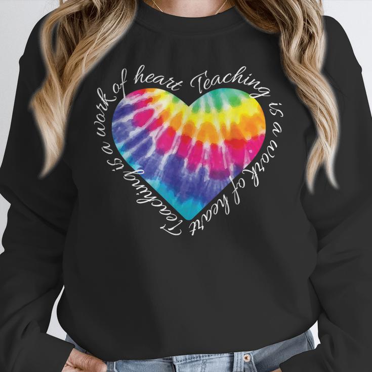 Teaching Is a Work Of Heart Tie Dye Hippie For Teacher For Men Women Girls Kids Women Crewneck Sweatshirt, funny design Teaching Is a Work Of Heart Tie Dye Hippie For Teacher For Men Women Girls Kids Women Crewneck Sweatshirt, funny design