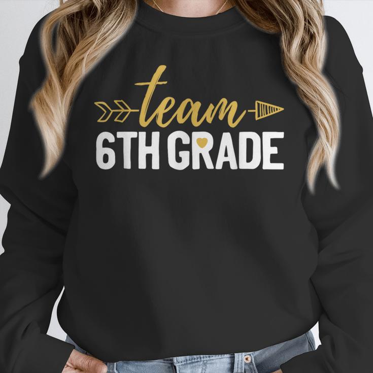 Team 6th Grade Hello Sixth Grade Crew Squad Teacher Kids Women Crewneck Sweatshirt, funny design
