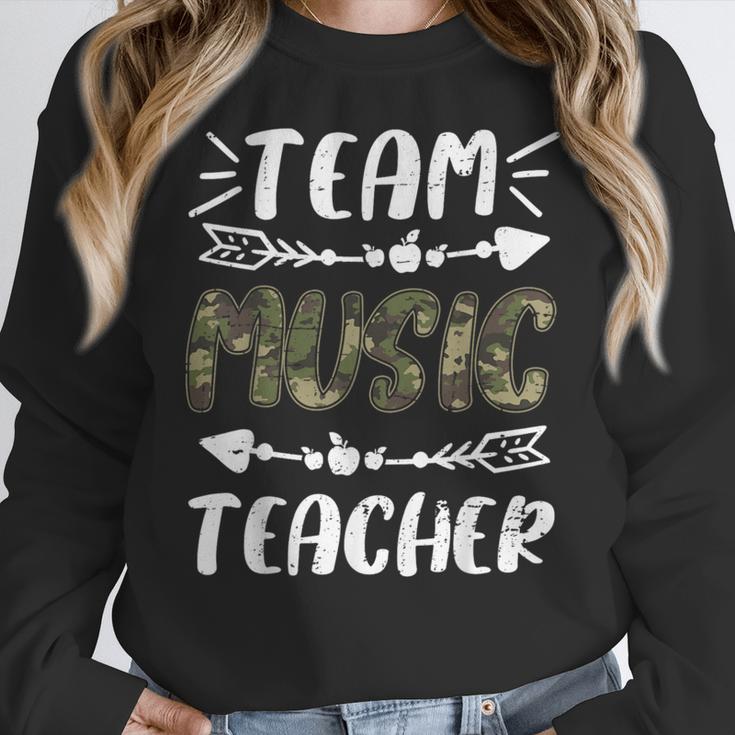Team Music Teacher Camo Teacher Student Back To School Women Crewneck Sweatshirt, funny design Team Music Teacher Camo Teacher Student Back To School Women Crewneck Sweatshirt, funny design