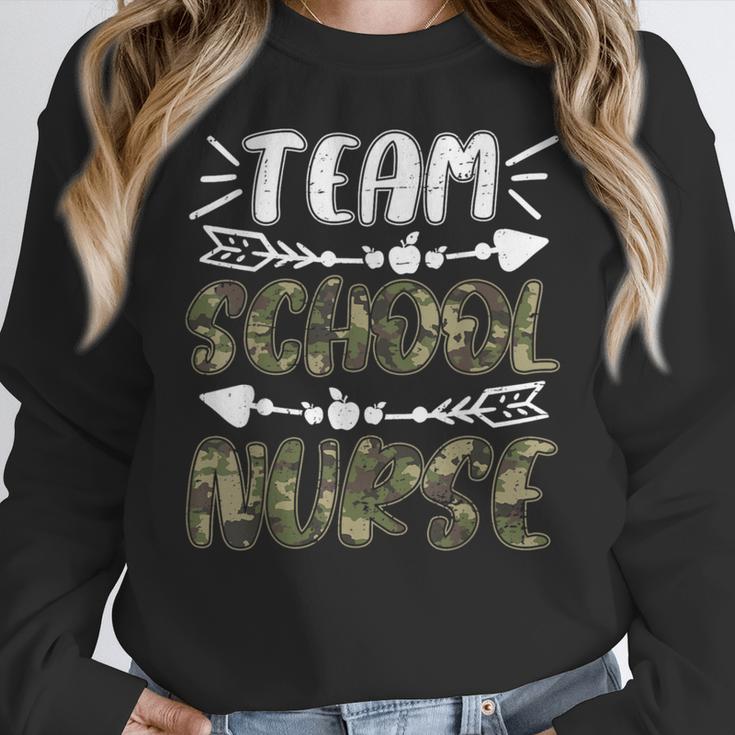 Team School Nurse Camo Teacher Student Back To School For Men Women Women Crewneck Sweatshirt, funny design Team School Nurse Camo Teacher Student Back To School For Men Women Women Crewneck Sweatshirt, funny design